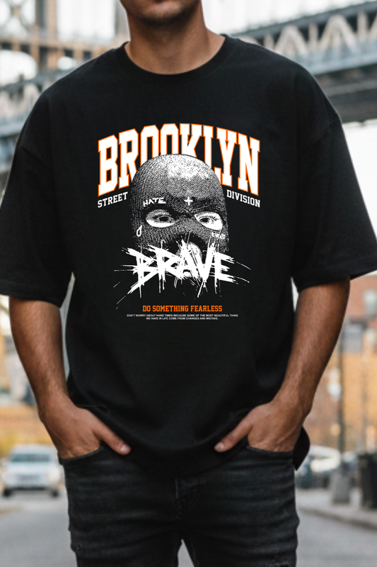Brooklyn Brave Unisex Oversized Streetwear T-Shirt | Fearless Graphic Tee – June First Store