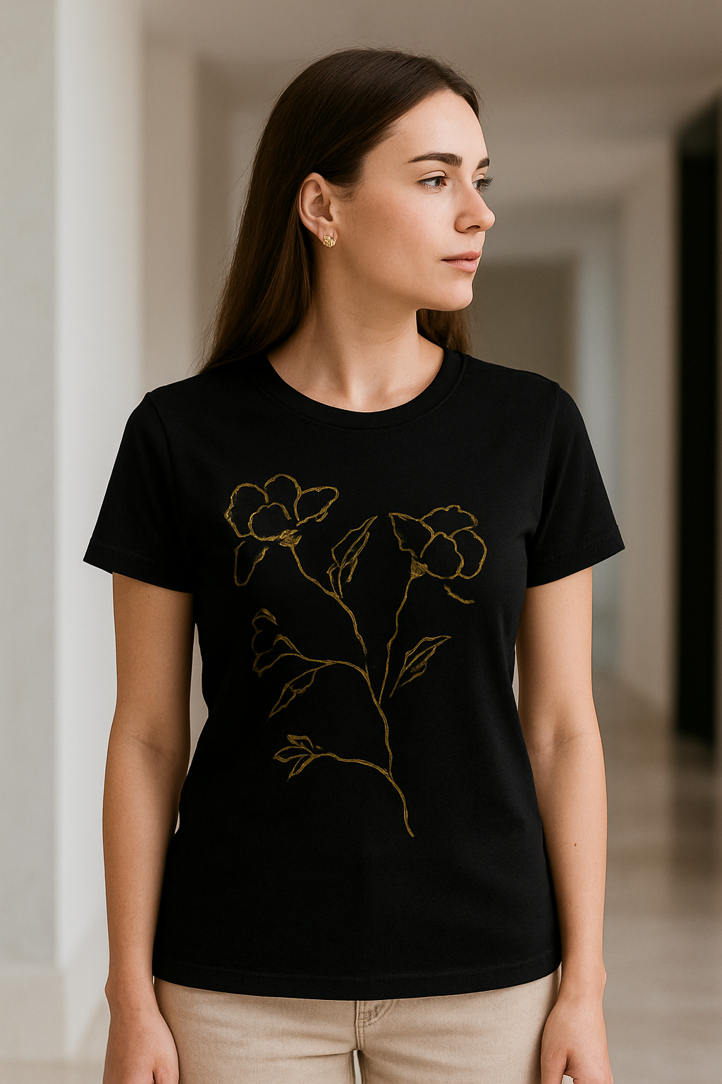 Gold Print floral Unisex T-Shirt