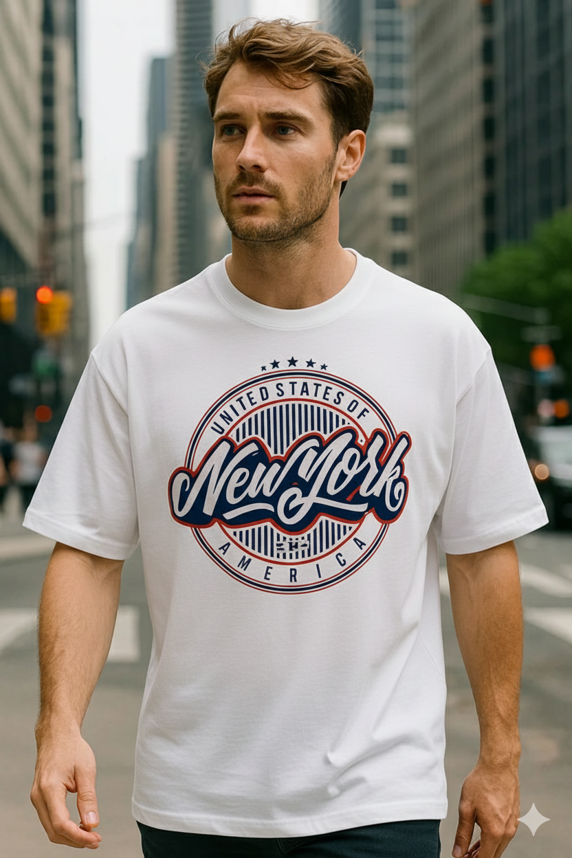 Men’s Unisex Oversized Cotton T-Shirt – NYC Casual Tee | June First Store