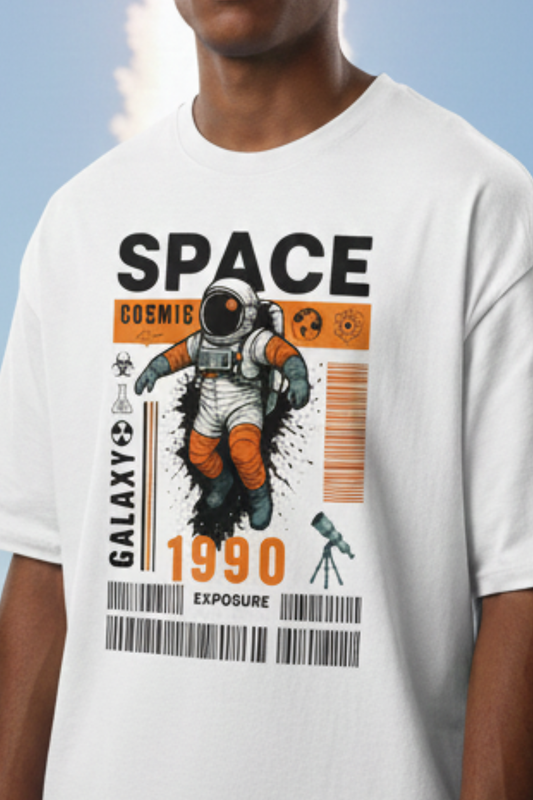 Unisex Oversized Cotton T-Shirt – Space Cosmic Astronaut Graphic | June First Store