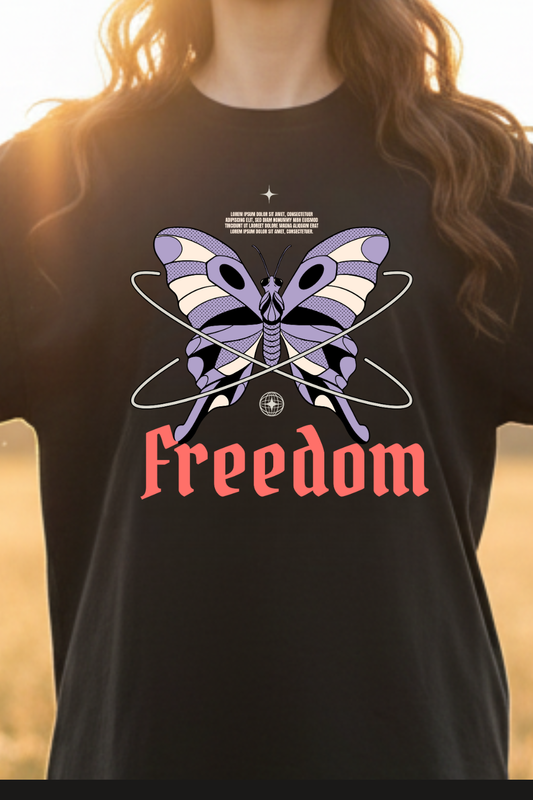 Unisex Terry Oversized Cotton T-Shirt – Freedom Butterfly Graphic | June First Store
