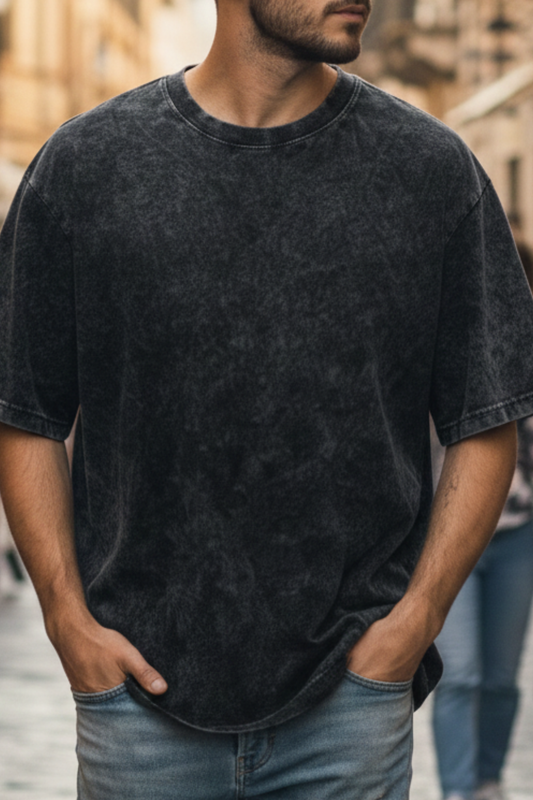 Unisex Acid Wash Oversized Cotton T-Shirt | June First Store