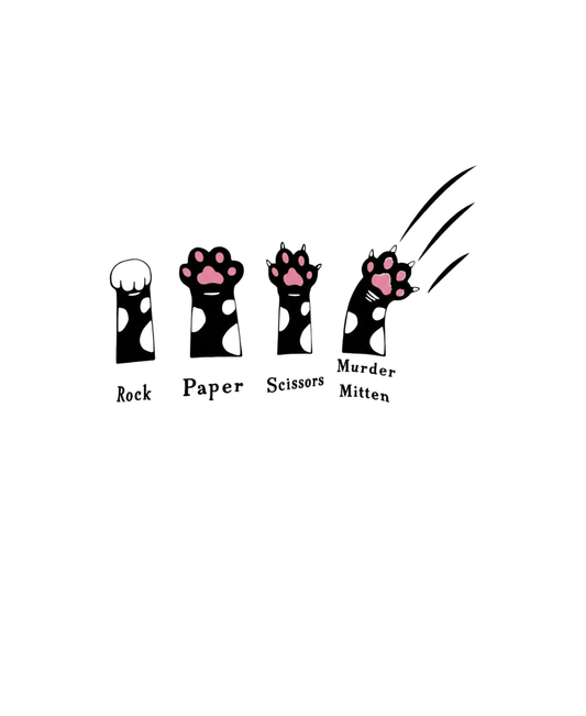 Rock Paper Scissors Murder Mitten Cat Unisex Graphic T-Shirt