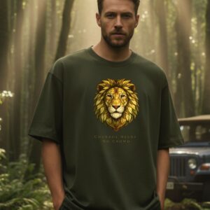 Lion Oversized Graphic T Shirt – Courage Needs No Crowd
