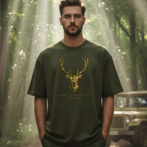 deer oversized unisex graphic t shirt with geometric stag design and Grace Found in the Thicket quote