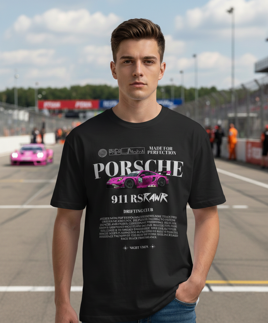 oversized unisex rally graphic t shirt pink 911 rs design