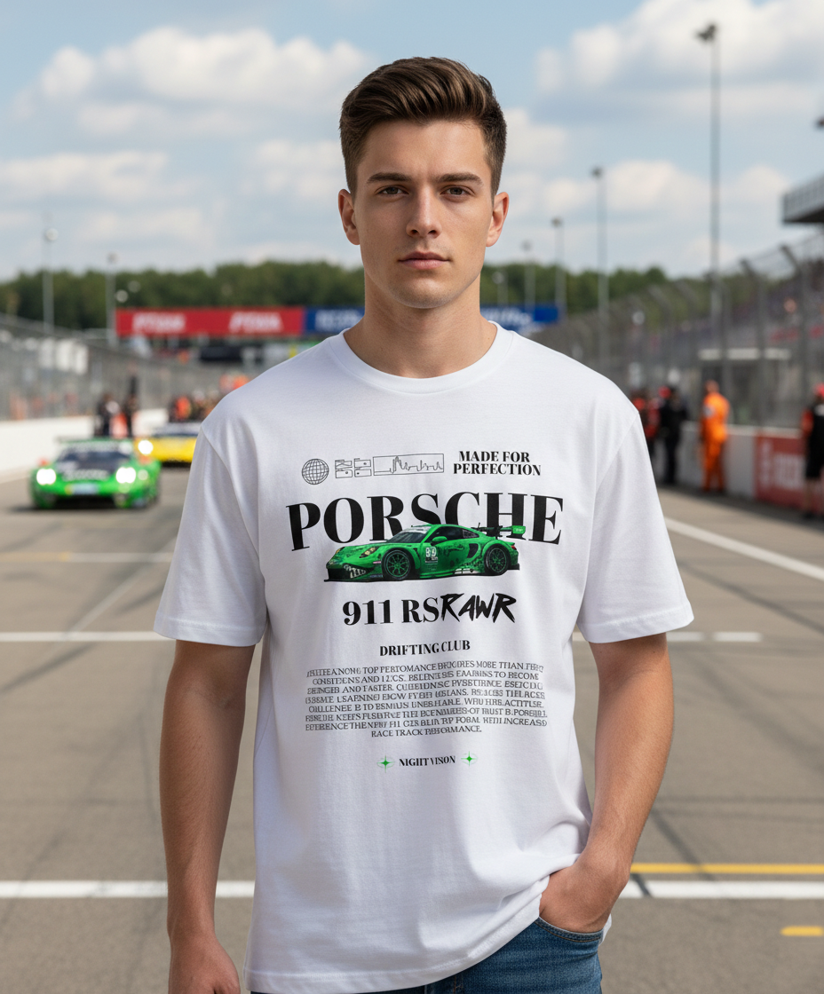 oversized unisex porsche graphic t shirt 240 gsm cotton