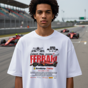 Ferrari Oversized Unisex Graphic T Shirt with Scuderia Ferrari race car design