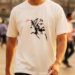 Oversized Shivaji Maharaj t shirt with warrior silhouette portrait graphic