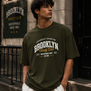 Brooklyn Varsity Club oversized black cotton T-shirt with vintage varsity graphic print